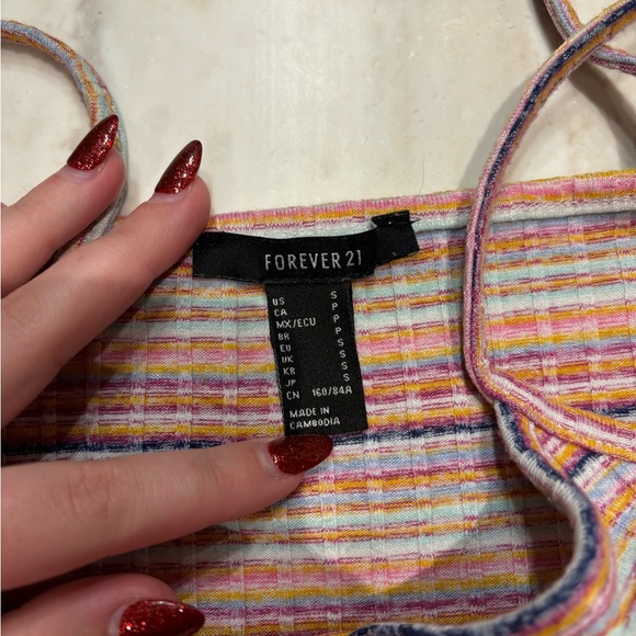 Like New Multi - Coloured Striped Forever 21 Tank Top. Size Small. - Picture 2 of 3